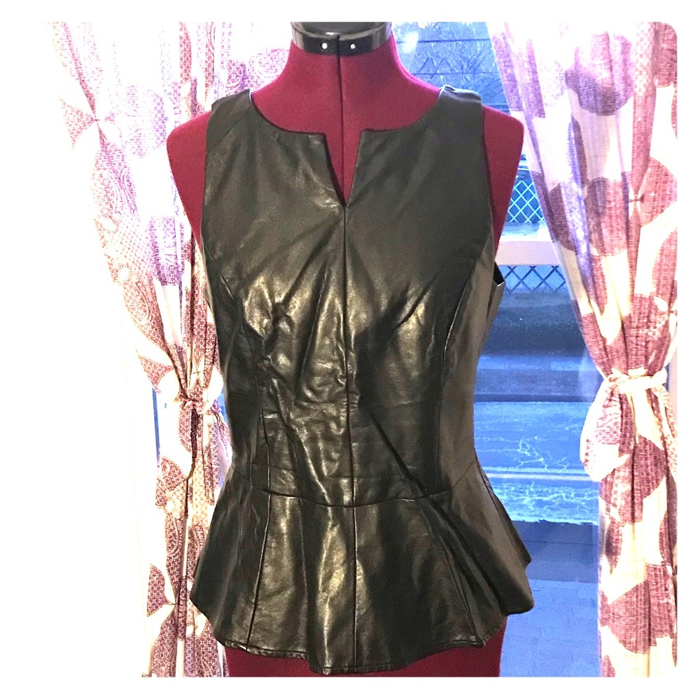 Tinley Road Faux Leather Peplum Top
